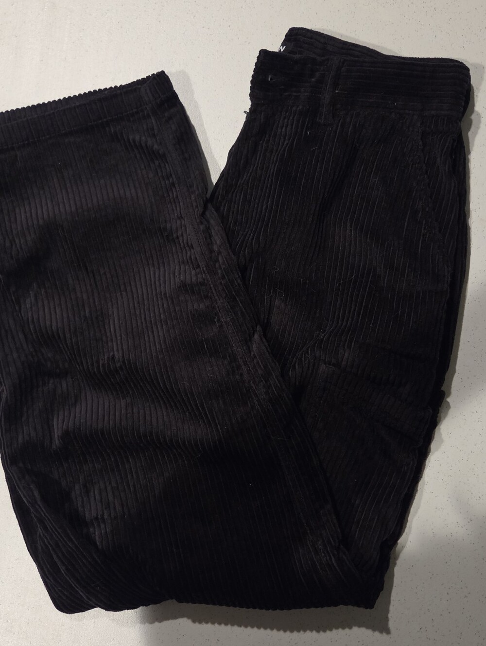 KOTN Black Wide Wale Corduroy Mens Pants Relaxed Fit, Academia